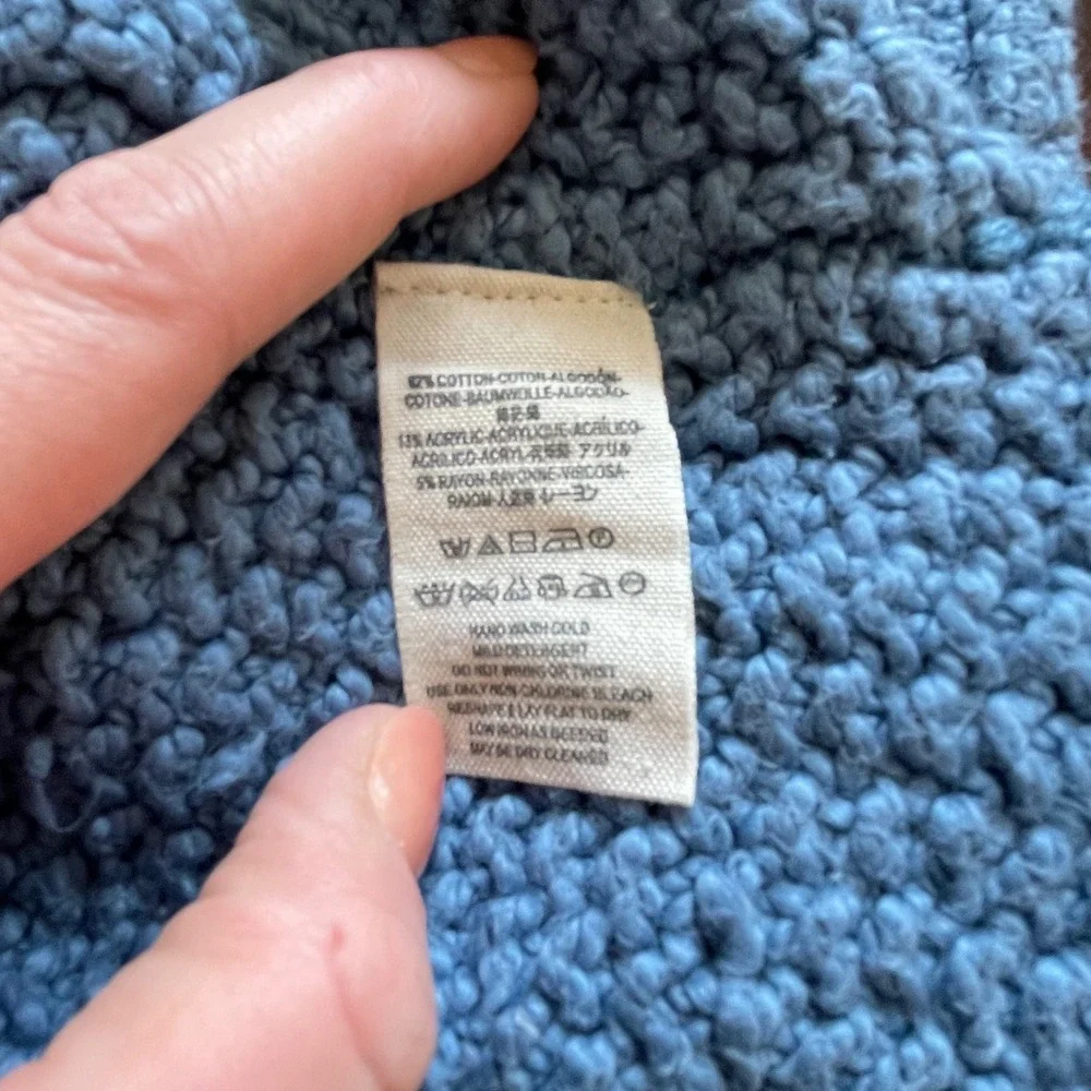 Free‎ People Blue Oversized V-Neck Chunky Knit Sweater Cotton Blend XS/S